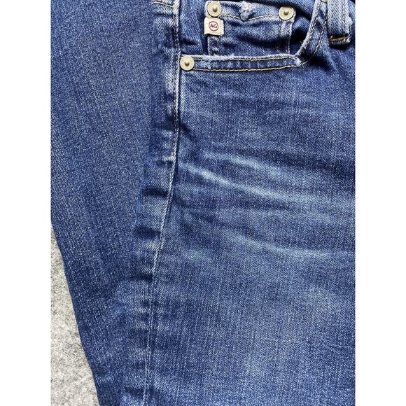 AG Mari Crop Jeans Womens 27 Blue High Rise Slim Straight Raw Hem Stretch Denim - Picture 10 of 16